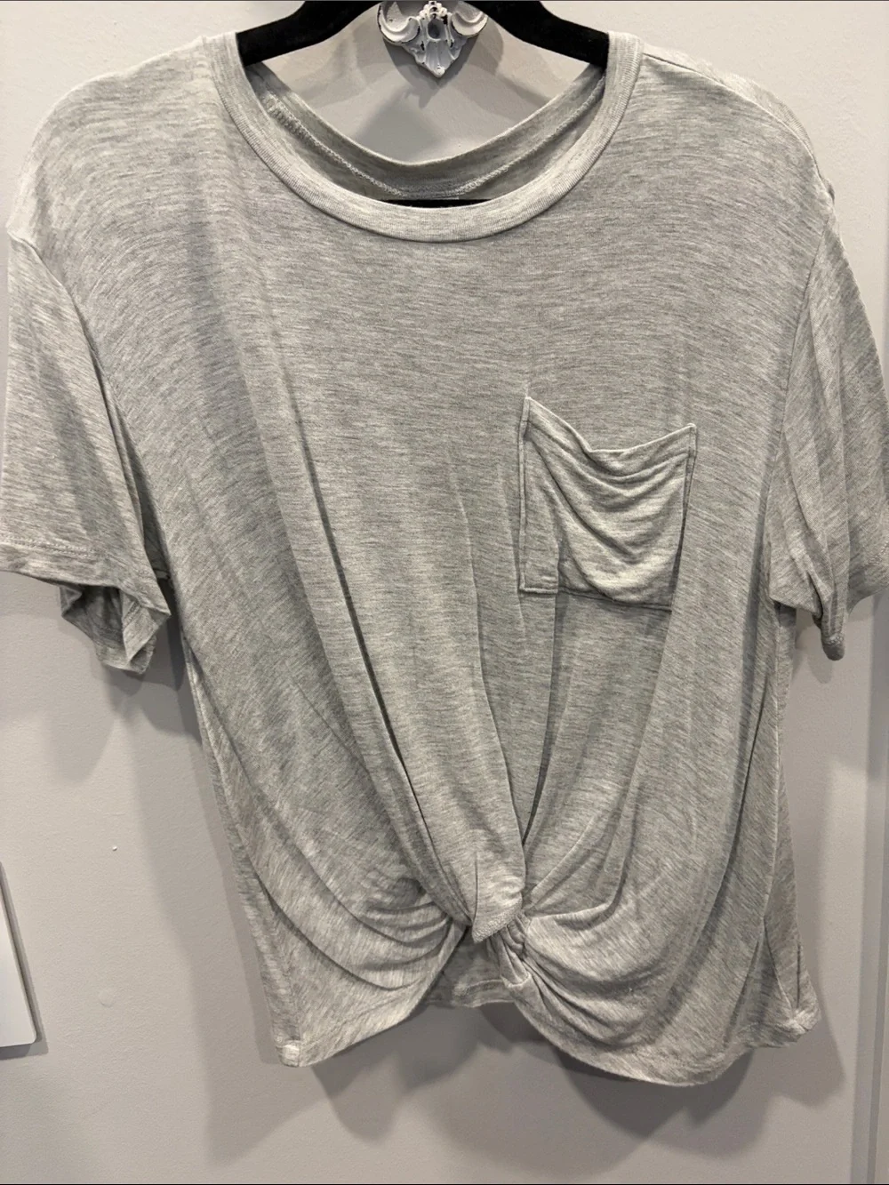 Nordstrom Heather Gray Short-Sleeve Twist Front Pocket Tee - Kids